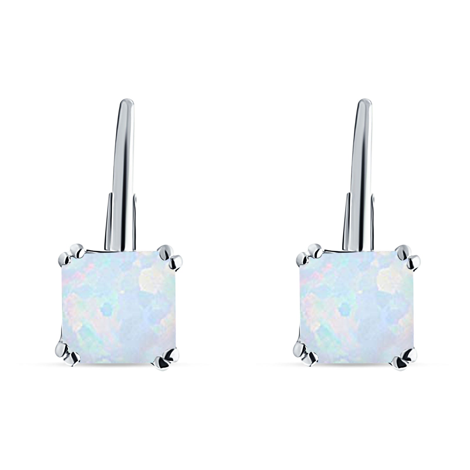 Cushion Leverback Earrings Cubic Zirconia 925 Sterling Silver