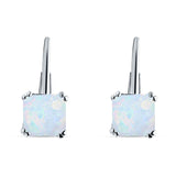 Cushion Leverback Earrings Cubic Zirconia 925 Sterling Silver