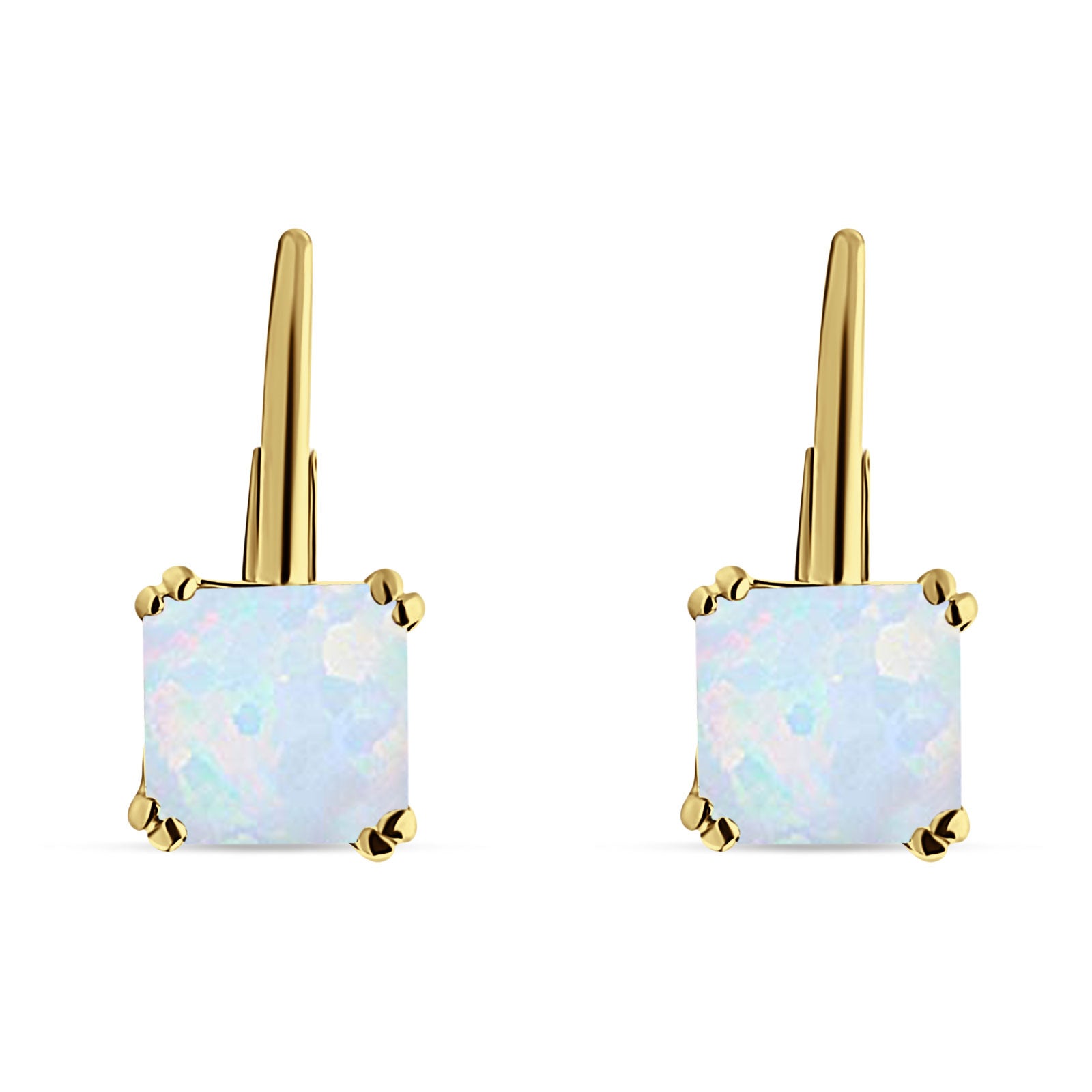 Cushion Leverback Earrings Cubic Zirconia 925 Sterling Silver