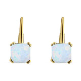 Cushion Leverback Earrings Cubic Zirconia 925 Sterling Silver