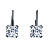 Asscher Leverback Earrings Cubic Zirconia 925 Sterling Silver