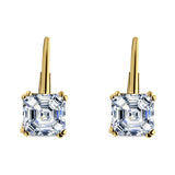Asscher Leverback Earrings Cubic Zirconia 925 Sterling Silver