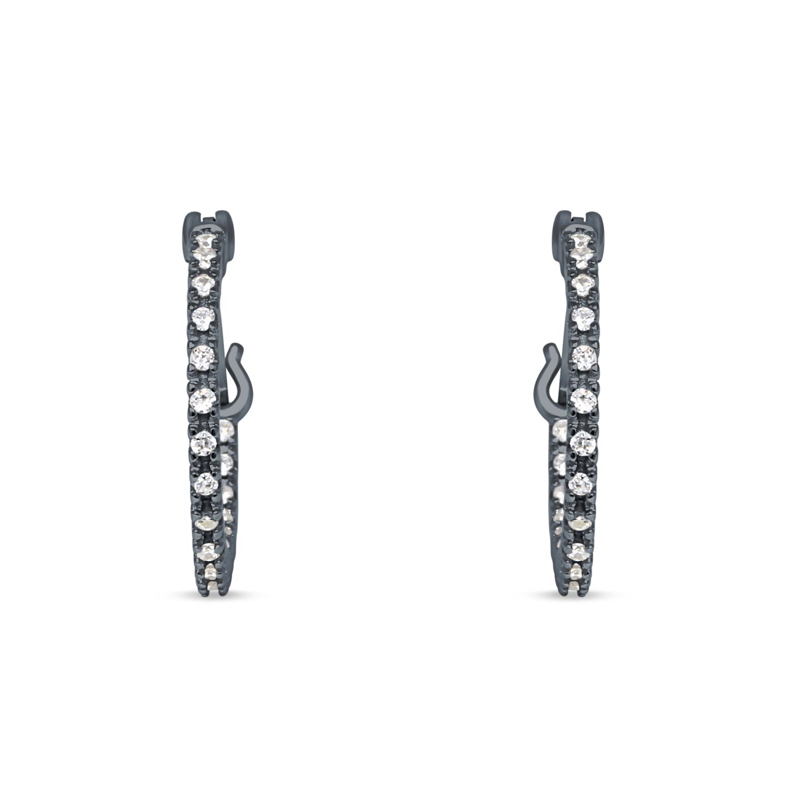 Huggie Hoop Earrings Round Cubic Zirconia 925 Sterling Silver