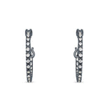 Huggie Hoop Earrings Round Cubic Zirconia 925 Sterling Silver