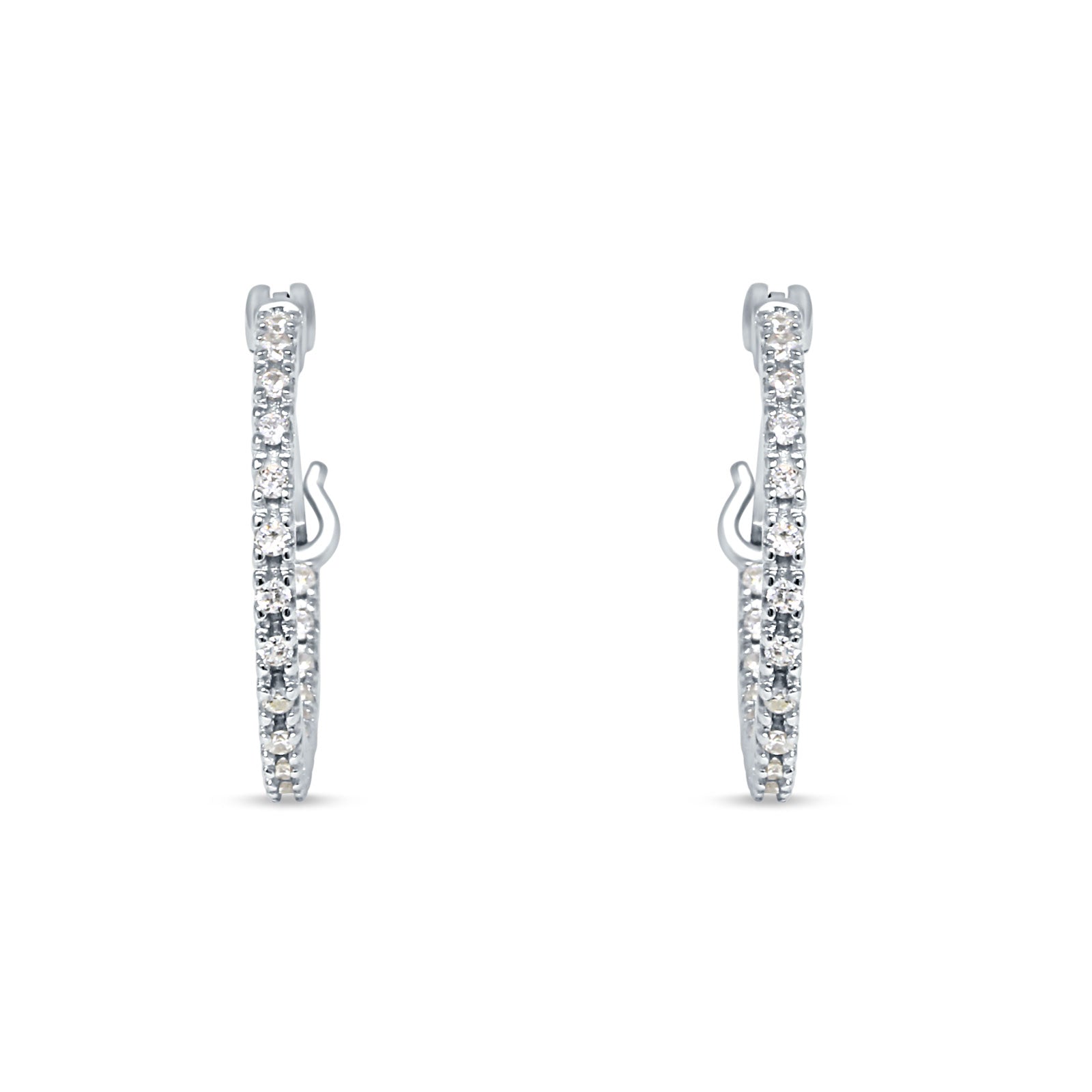 Huggie Hoop Earrings Round Cubic Zirconia 925 Sterling Silver