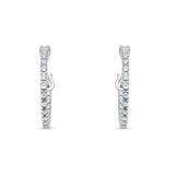 Huggie Hoop Earrings Round Cubic Zirconia 925 Sterling Silver