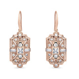 Milgrain Fishhook Earrings Cubic Zirconia 925 Sterling Silver