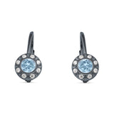 Leverback Round Hoop Earrings Cubic Zirconia 925 Sterling Silver