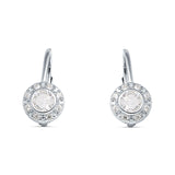 Leverback Round Hoop Earrings Cubic Zirconia 925 Sterling Silver
