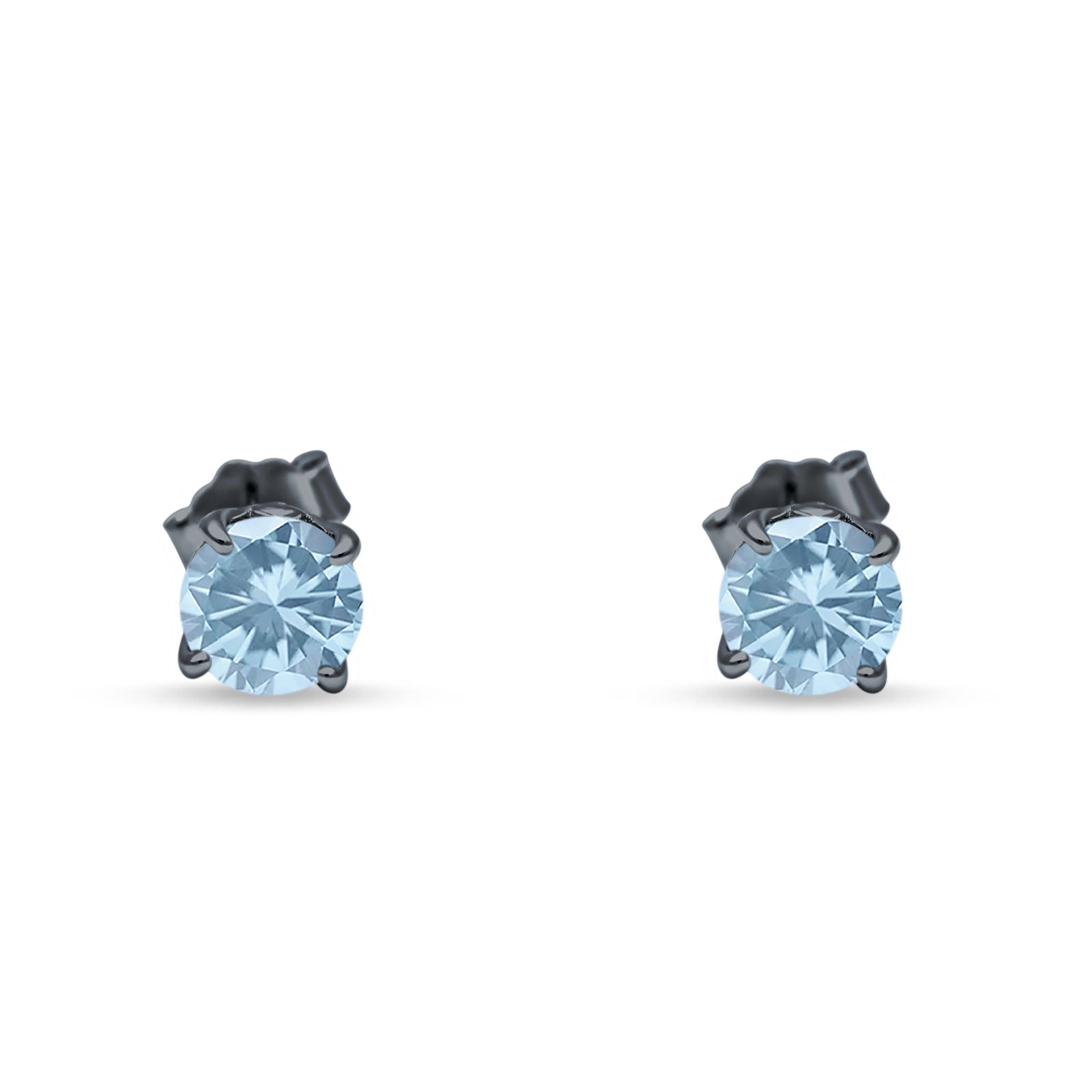 Round Hidden Halo Stud Earring Cubic Zirconia 925 Sterling Silver