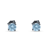 Round Hidden Halo Stud Earring Cubic Zirconia 925 Sterling Silver