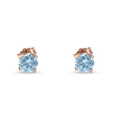 Round Hidden Halo Stud Earring Cubic Zirconia 925 Sterling Silver