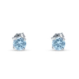 Round Hidden Halo Stud Earring Cubic Zirconia 925 Sterling Silver