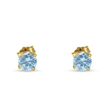 Round Hidden Halo Stud Earring Cubic Zirconia 925 Sterling Silver