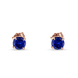 Round Hidden Halo Stud Earring Cubic Zirconia 925 Sterling Silver