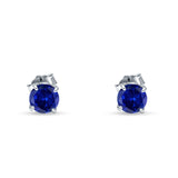 Round Hidden Halo Stud Earring Cubic Zirconia 925 Sterling Silver