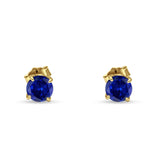 Round Hidden Halo Stud Earring Cubic Zirconia 925 Sterling Silver