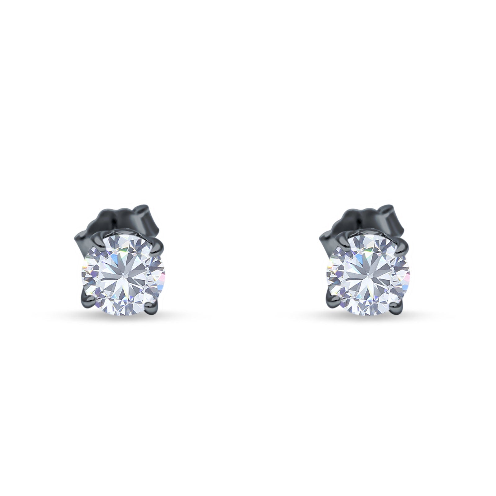 Round Hidden Halo Stud Earring Cubic Zirconia 925 Sterling Silver