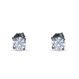 Round Hidden Halo Stud Earring Cubic Zirconia 925 Sterling Silver
