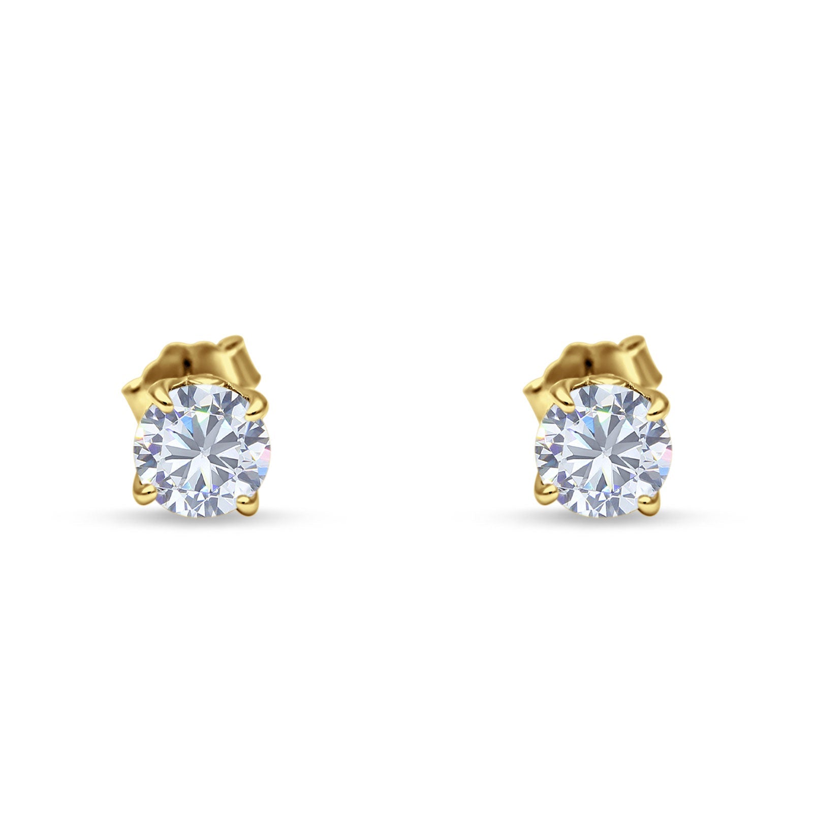 Round Hidden Halo Stud Earring Cubic Zirconia 925 Sterling Silver