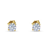 Round Hidden Halo Stud Earring Cubic Zirconia 925 Sterling Silver