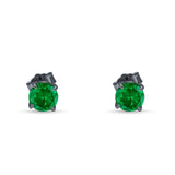 Round Hidden Halo Stud Earring Cubic Zirconia 925 Sterling Silver