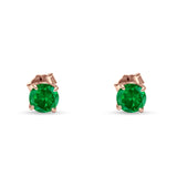 Round Hidden Halo Stud Earring Cubic Zirconia 925 Sterling Silver