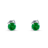 Round Hidden Halo Stud Earring Cubic Zirconia 925 Sterling Silver