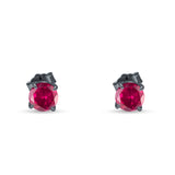 Round Hidden Halo Stud Earring Cubic Zirconia 925 Sterling Silver