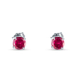Round Hidden Halo Stud Earring Cubic Zirconia 925 Sterling Silver
