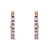 Half Eternity Huggie Hoop Earrings Cubic Zirconia 925 Sterling Silver