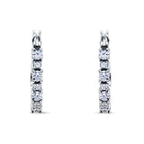 Half Eternity Huggie Hoop Earrings Cubic Zirconia 925 Sterling Silver