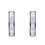 Minimalist Princess Huggie Hoop Earrings Cubic Zirconia 925 Sterling Silver