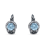 Halo Round Huggie Hoop Earrings Cubic Zirconia 925 Sterling Silver