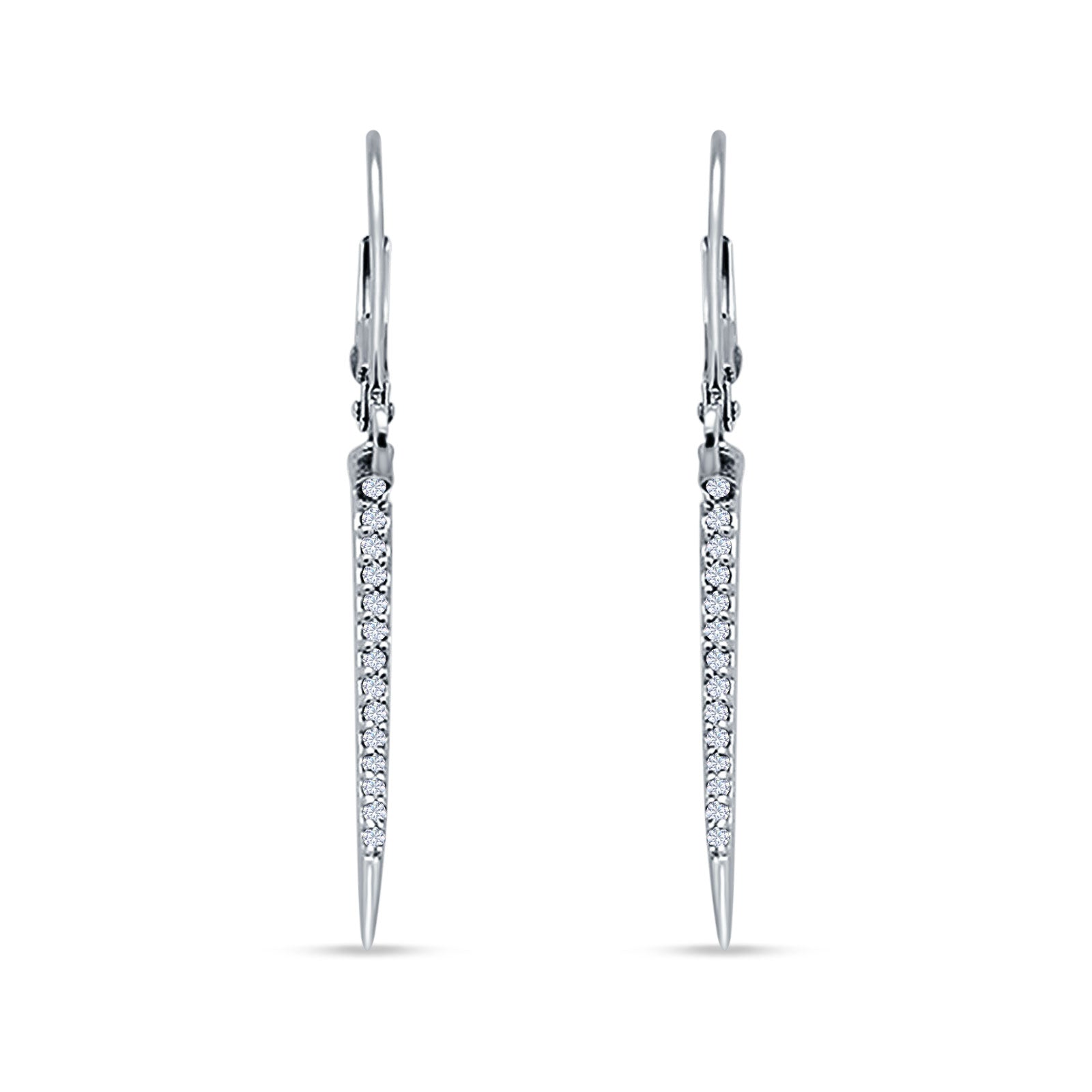 Drop Dangle Leverback Earrings Cubic Zirconia 925 Sterling Silver