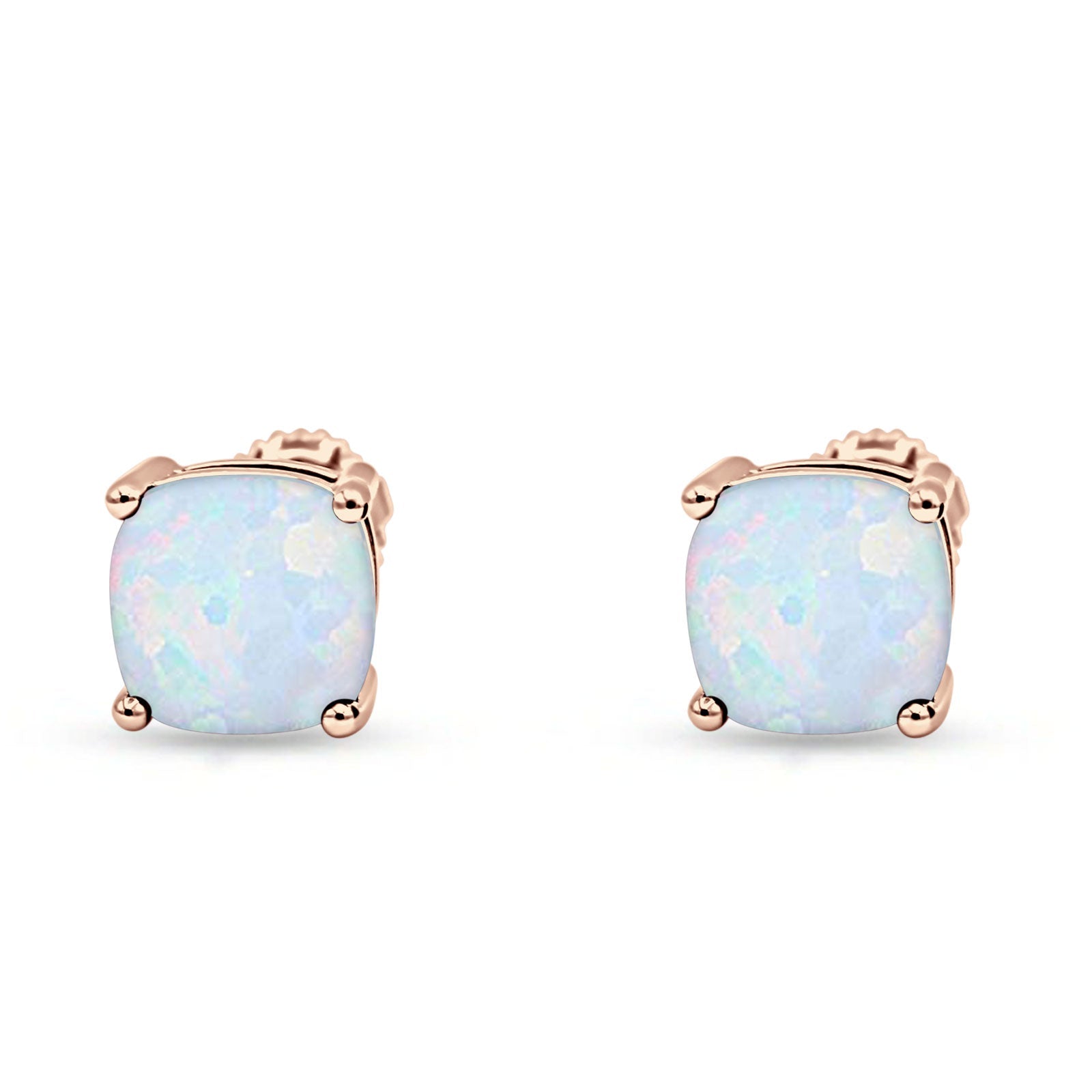 Solitaire Screw Back Stud Earring Excellent Cushion Cut Simulated Cubic Zirconia Solid 925 Sterling Silver