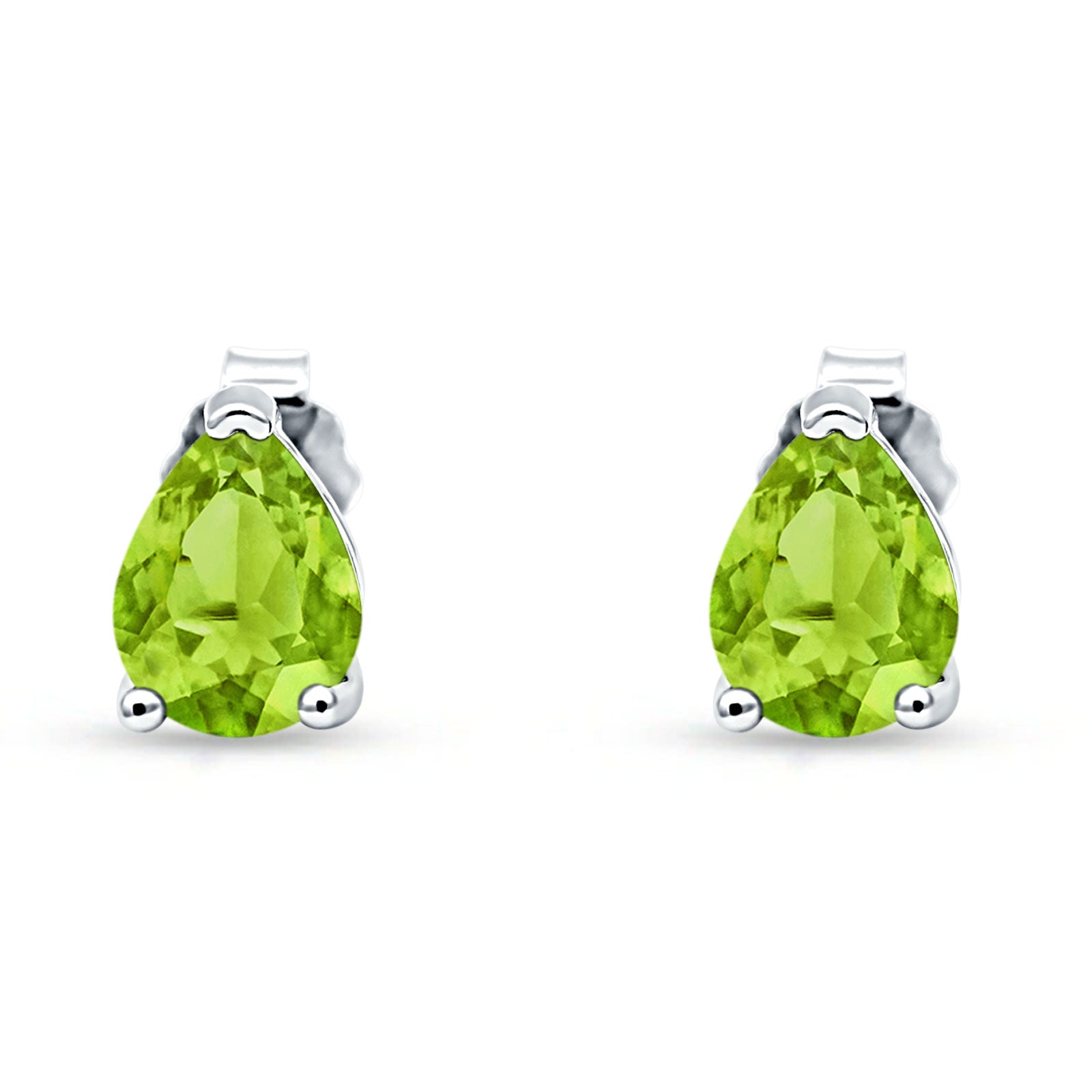Art Deco Pear Shape Solitaire Push Back Stud Earring 8mmX6mm Excellent Simulated Cubic Zirconia Solid 925 Sterling Silver