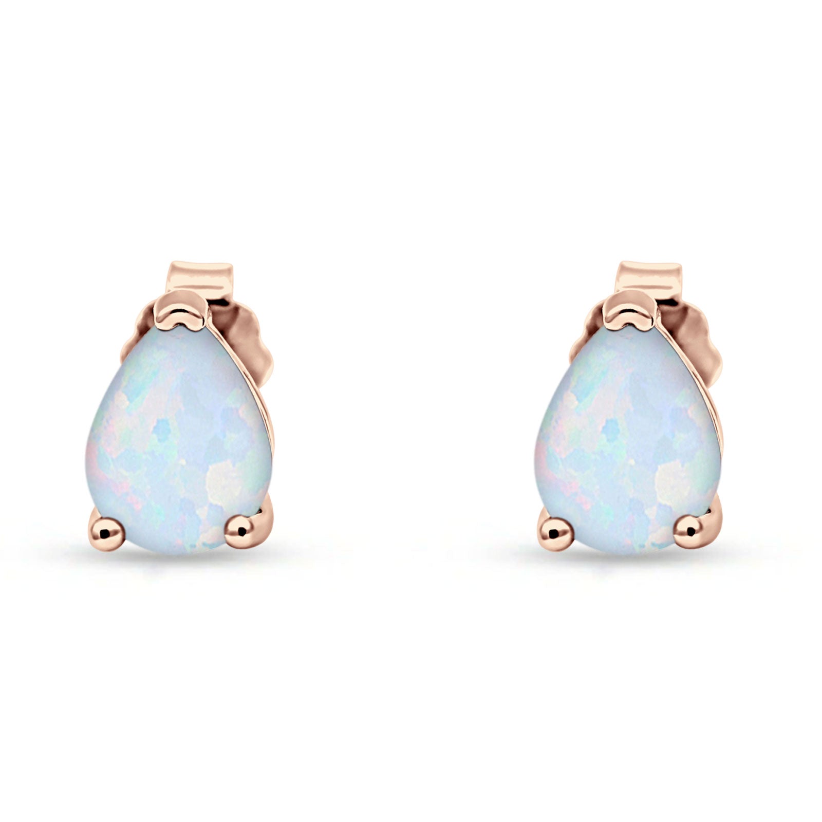 Art Deco Pear Shape Solitaire Push Back Stud Earring 8mmX6mm Excellent Simulated Cubic Zirconia Solid 925 Sterling Silver