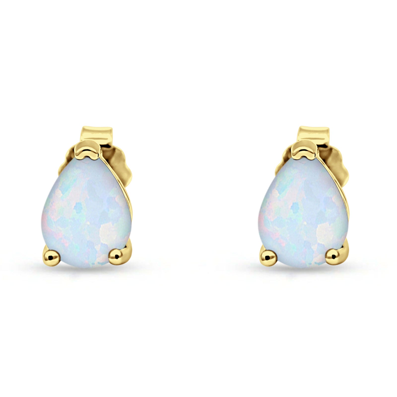 Art Deco Pear Shape Solitaire Push Back Stud Earring 8mmX6mm Excellent Simulated Cubic Zirconia Solid 925 Sterling Silver