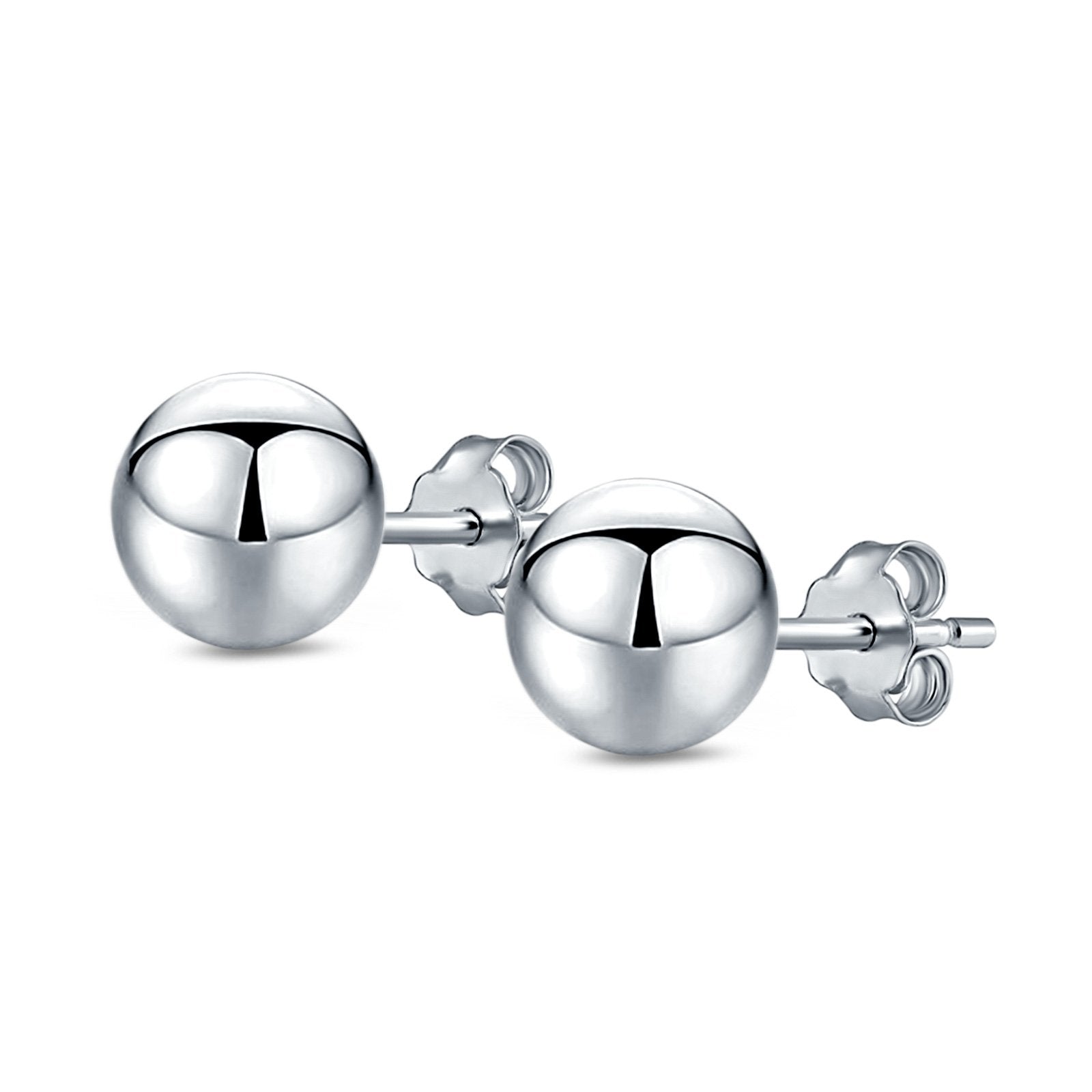 Ball Stud Earrings Round 925 Sterling Silver (2mm-18mm)