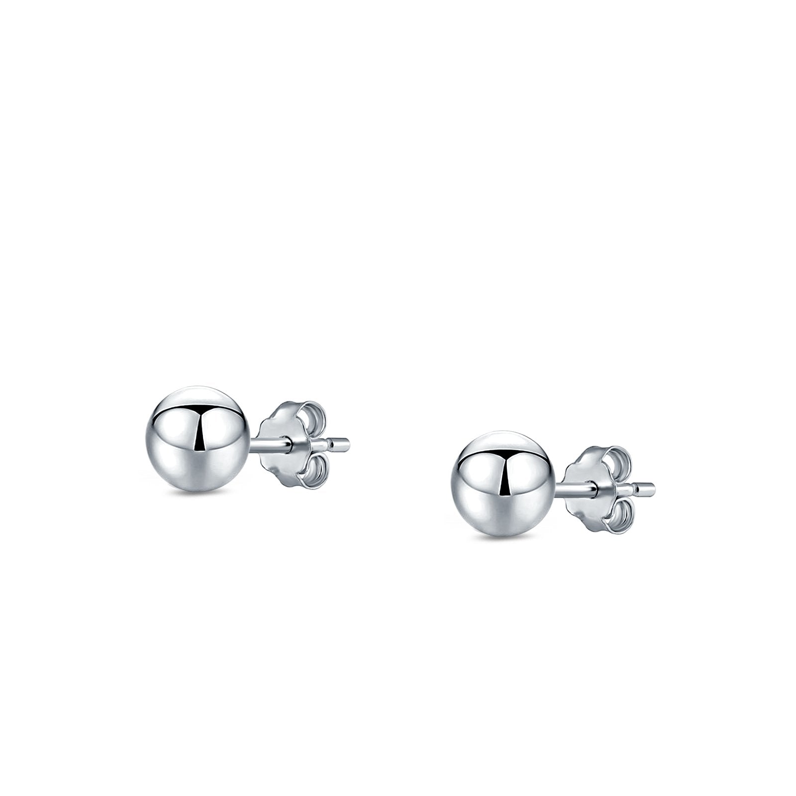 Ball Stud Earrings Round 925 Sterling Silver (2mm-18mm)