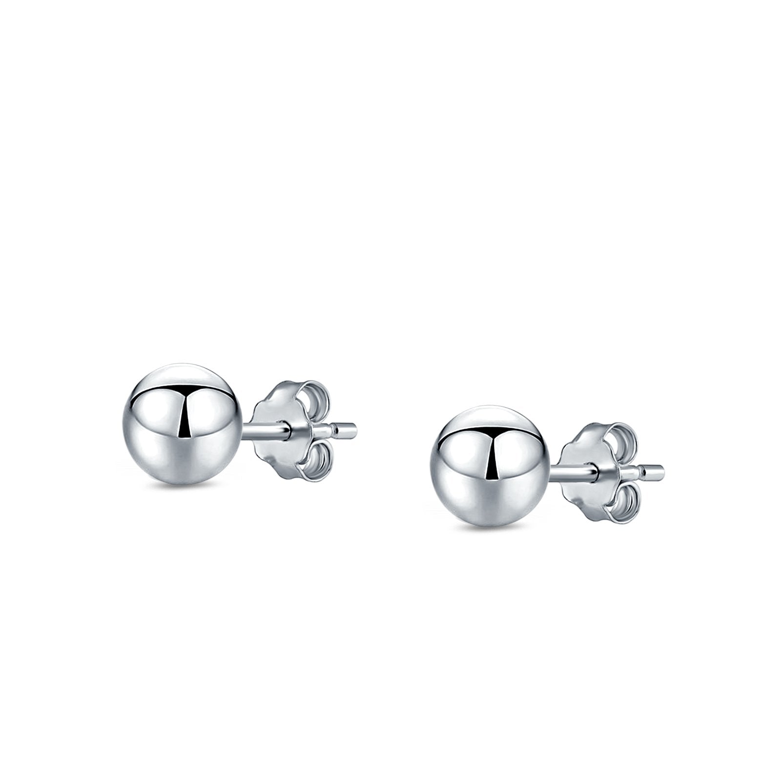 Ball Stud Earrings Round 925 Sterling Silver (2mm-18mm)