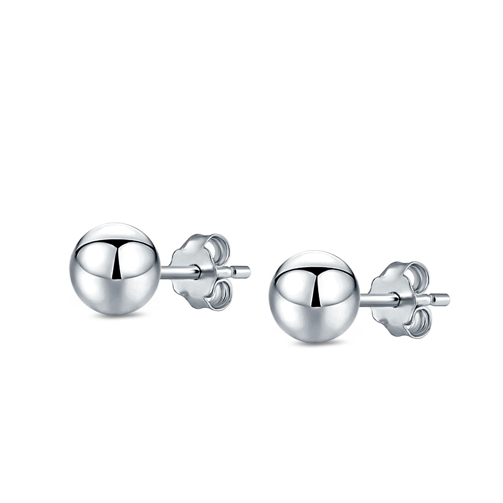 Ball Stud Earrings Round 925 Sterling Silver (2mm-18mm)