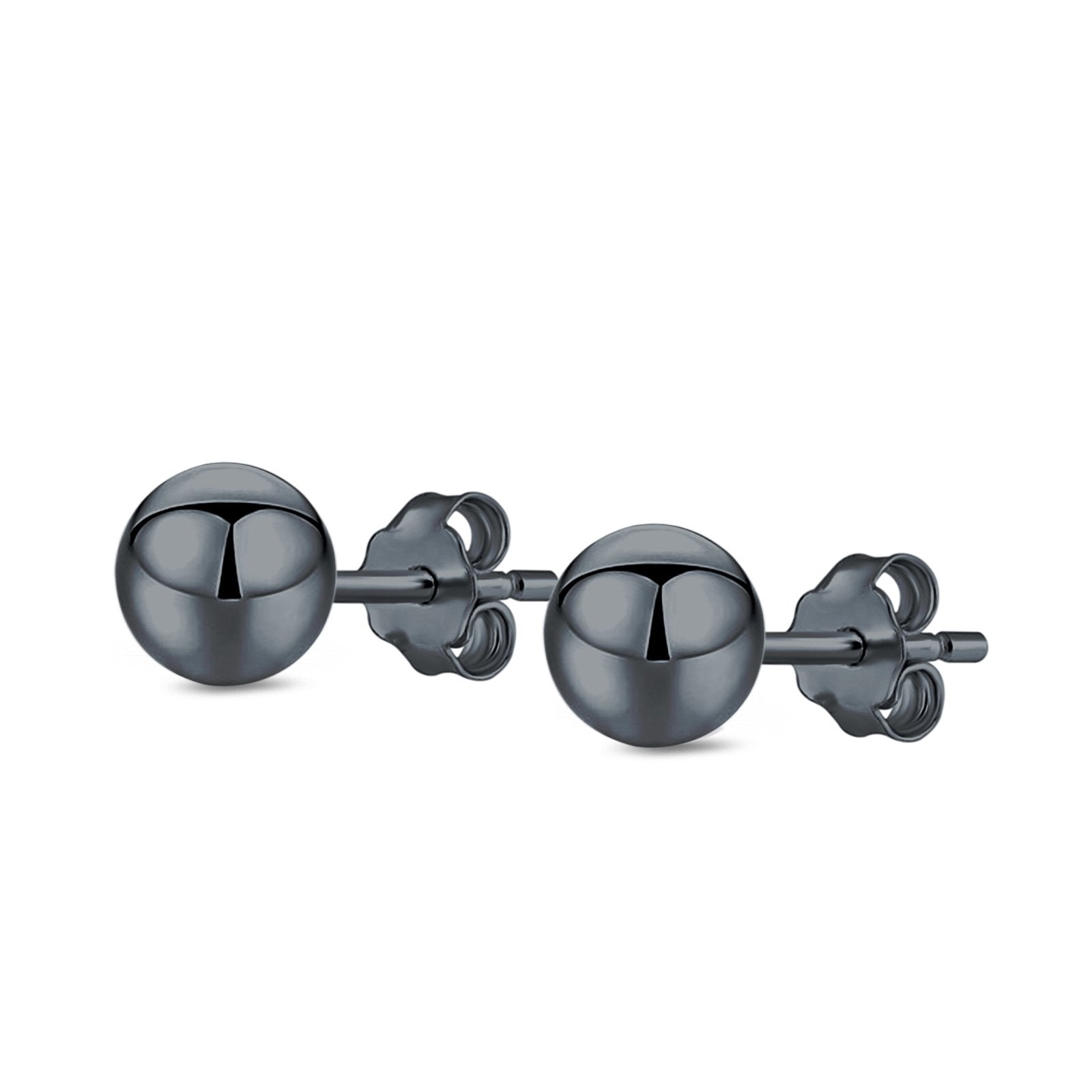 Ball Stud Earrings Round 925 Sterling Silver (2mm-18mm)
