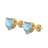 Heart Stud Earrings Simulated Cubic Zirconia 925 Sterling Silver (4mm-8mm)