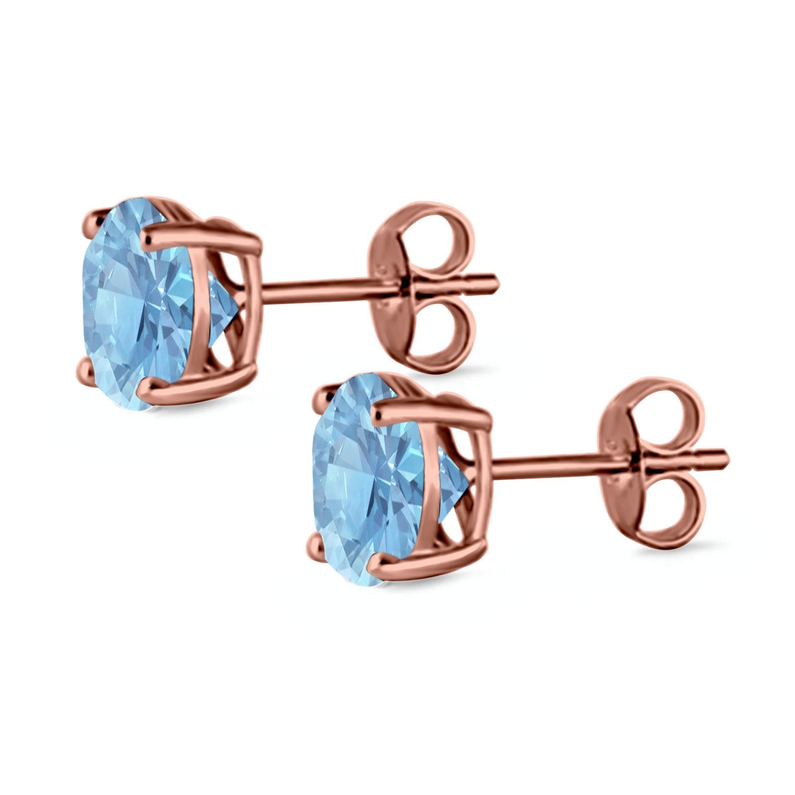 Stud Earrings Round Simulated Cubic Zirconia 925 Sterling Silver (3mm-12mm)