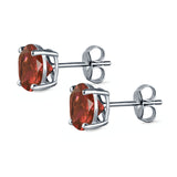 Stud Earrings Round Simulated Cubic Zirconia 925 Sterling Silver (3mm-12mm)