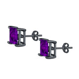 Halo Stud Earrings Princess Cut Simulated Cubic Zirconia 925 Sterling Silver (4mm-10mm)
