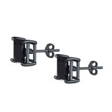 Halo Stud Earrings Princess Cut Simulated Cubic Zirconia 925 Sterling Silver (4mm-10mm)