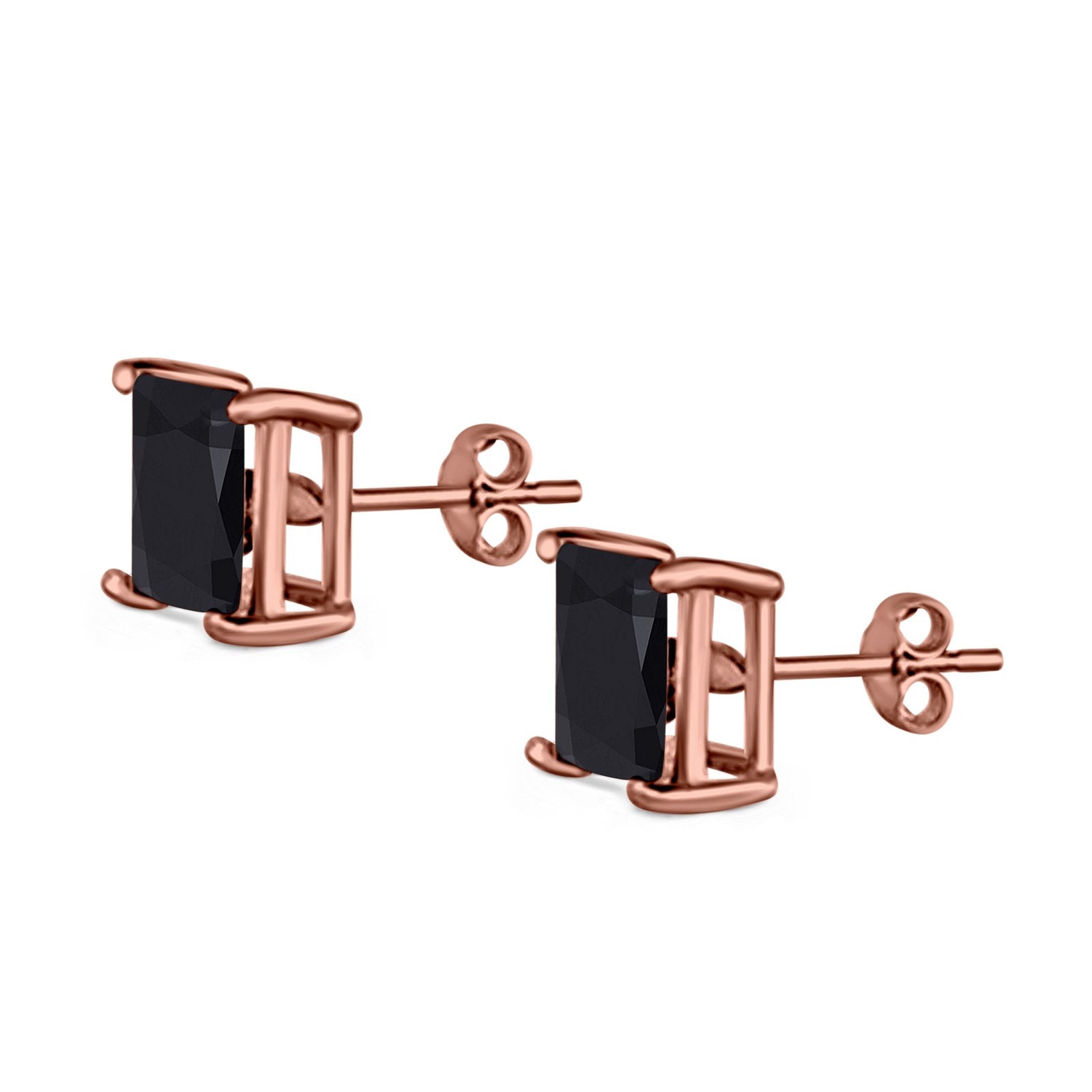 Halo Stud Earrings Princess Cut Simulated Cubic Zirconia 925 Sterling Silver (4mm-10mm)